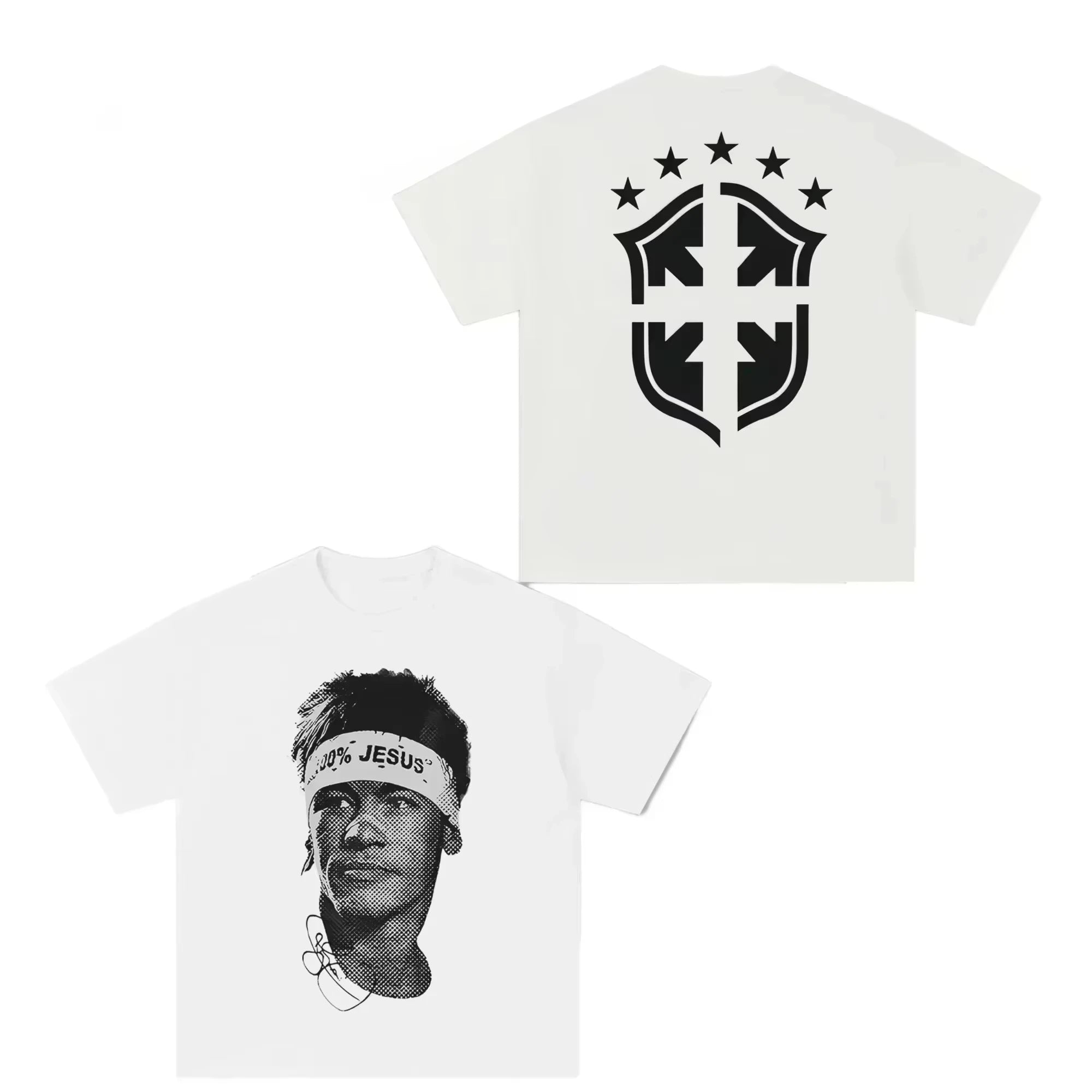 Cristiano Ronaldo Neymar Lionel Messi Football Superstar Portrait Printed Tee Men's Women's Cotton Casual 2026 Summer T Shirt