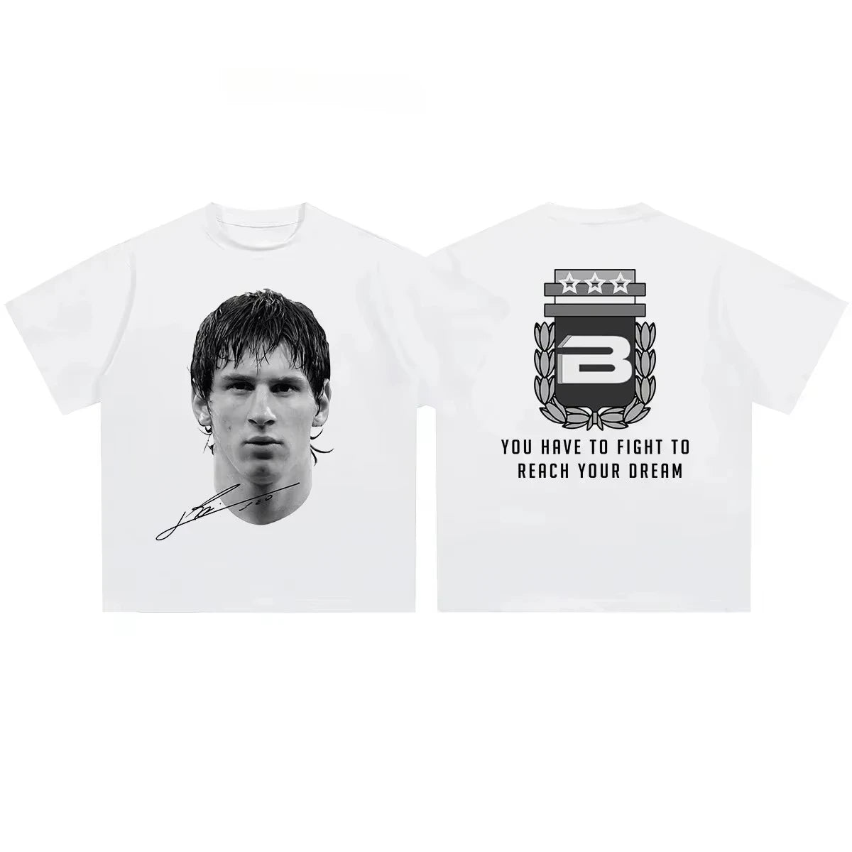 Cristiano Ronaldo Neymar Lionel Messi Football Superstar Portrait Printed Tee Men's Women's Cotton Casual 2026 Summer T Shirt