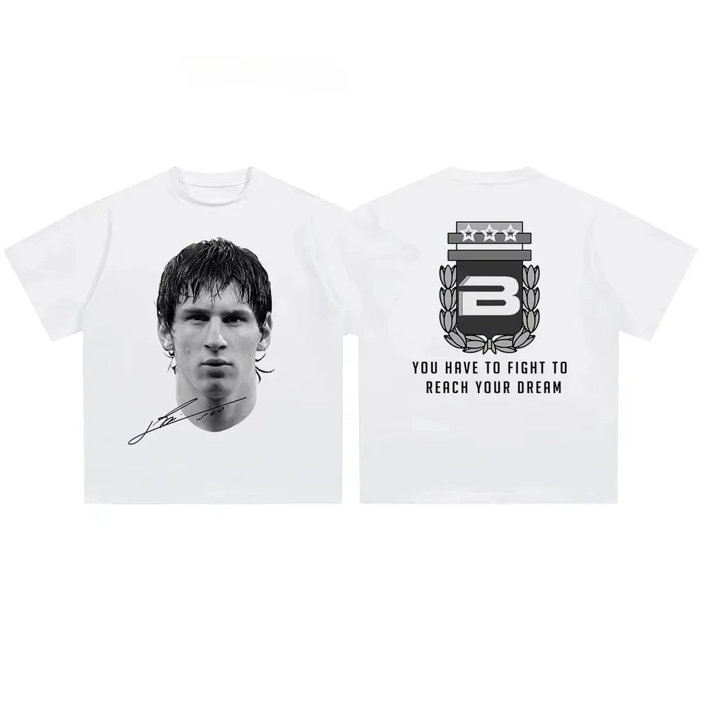 Cristiano Ronaldo Neymar Lionel Messi Football Superstar Portrait Printed Tee Men's Women's Cotton Casual 2026 Summer T Shirt