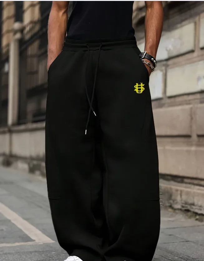 American Knife Street Men's Printed Wide-leg Pants, US Dollar Logo Sports Long Pants, Cool and Trendy Autumn Men's Gifts