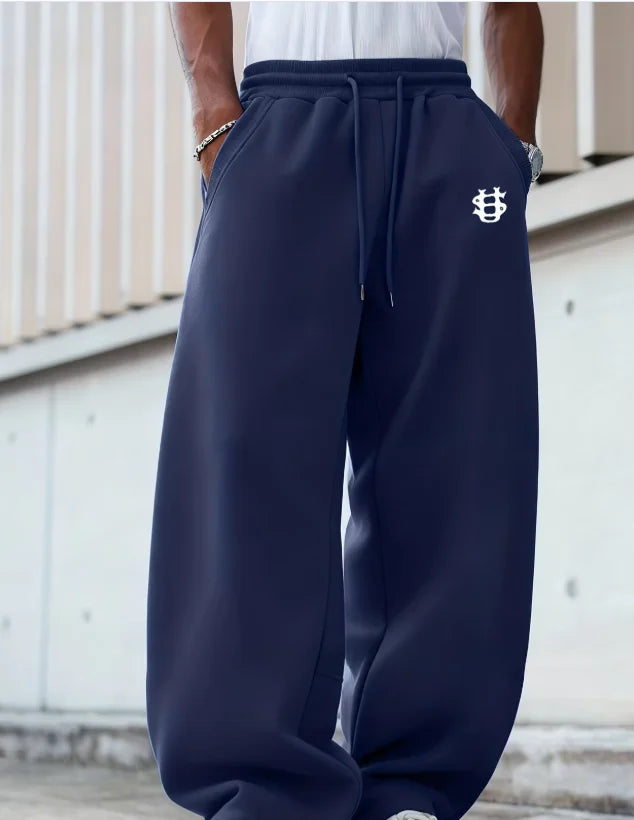 American Knife Street Men's Printed Wide-leg Pants, US Dollar Logo Sports Long Pants, Cool and Trendy Autumn Men's Gifts